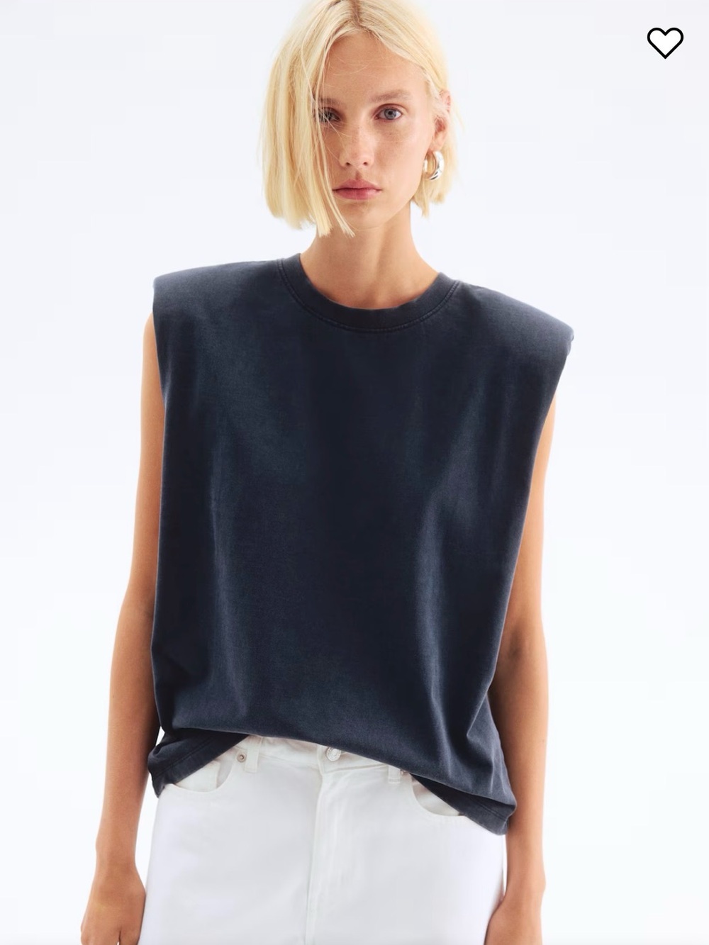 H&M Classic Black Women's Top shoulder pad NWT